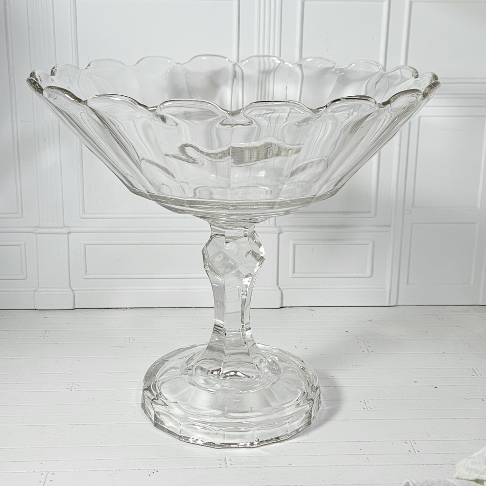 Antique Glass Fruit Bowl On Stand